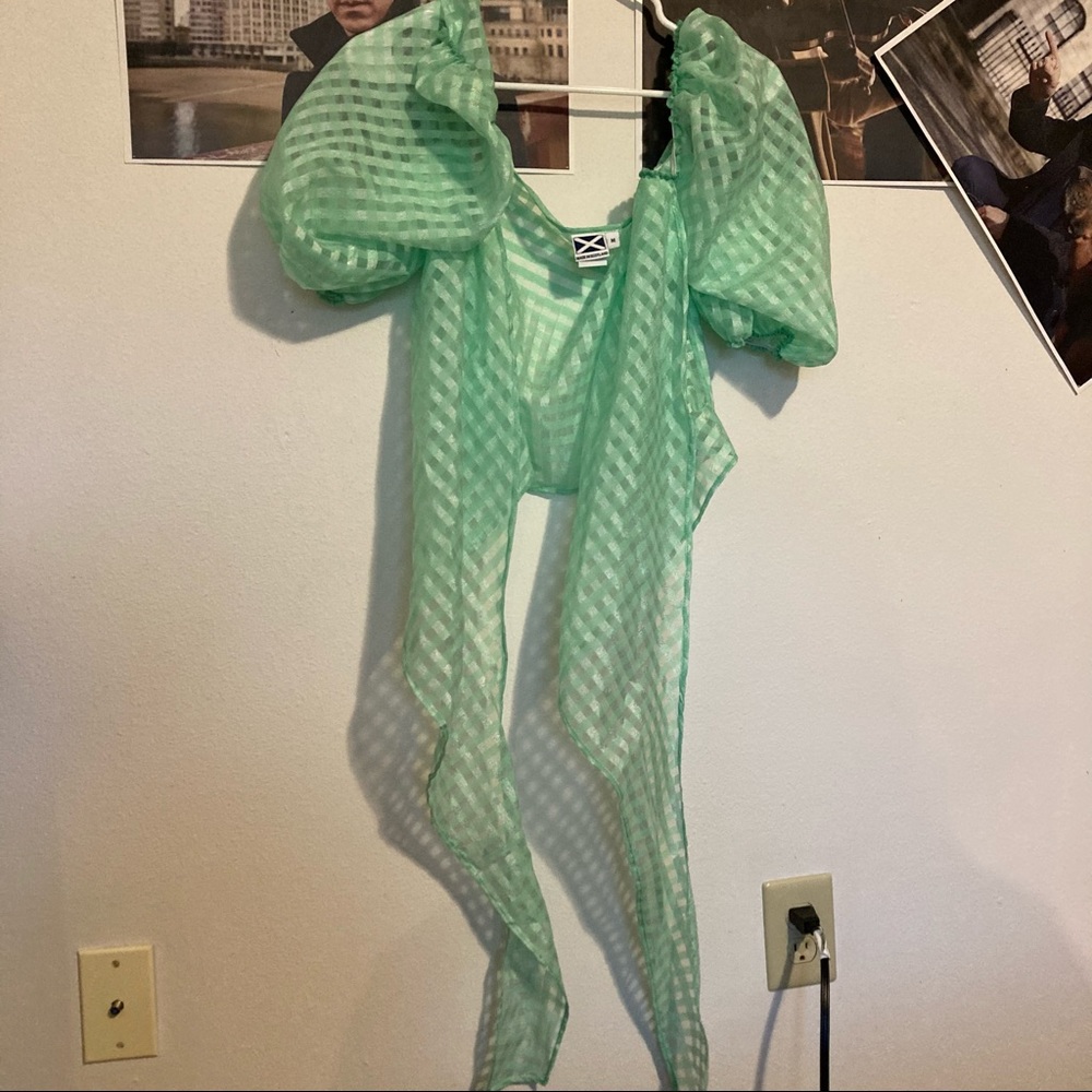 Hayley scanlan green minty gingham wrap top